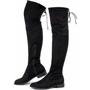 Women's Black-0.98 Inchs Polyurethane (PU) Over Knee High Warm Winter Long Boot
